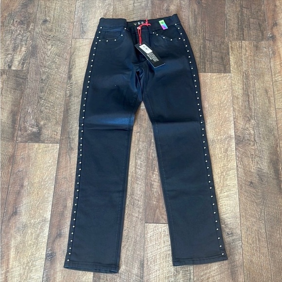 Vibrant M.i.U Black Coated Studded Straight Jeans | Size 1 (24) | NEW/NWT!!🖤🖤 - Picture 8 of 11